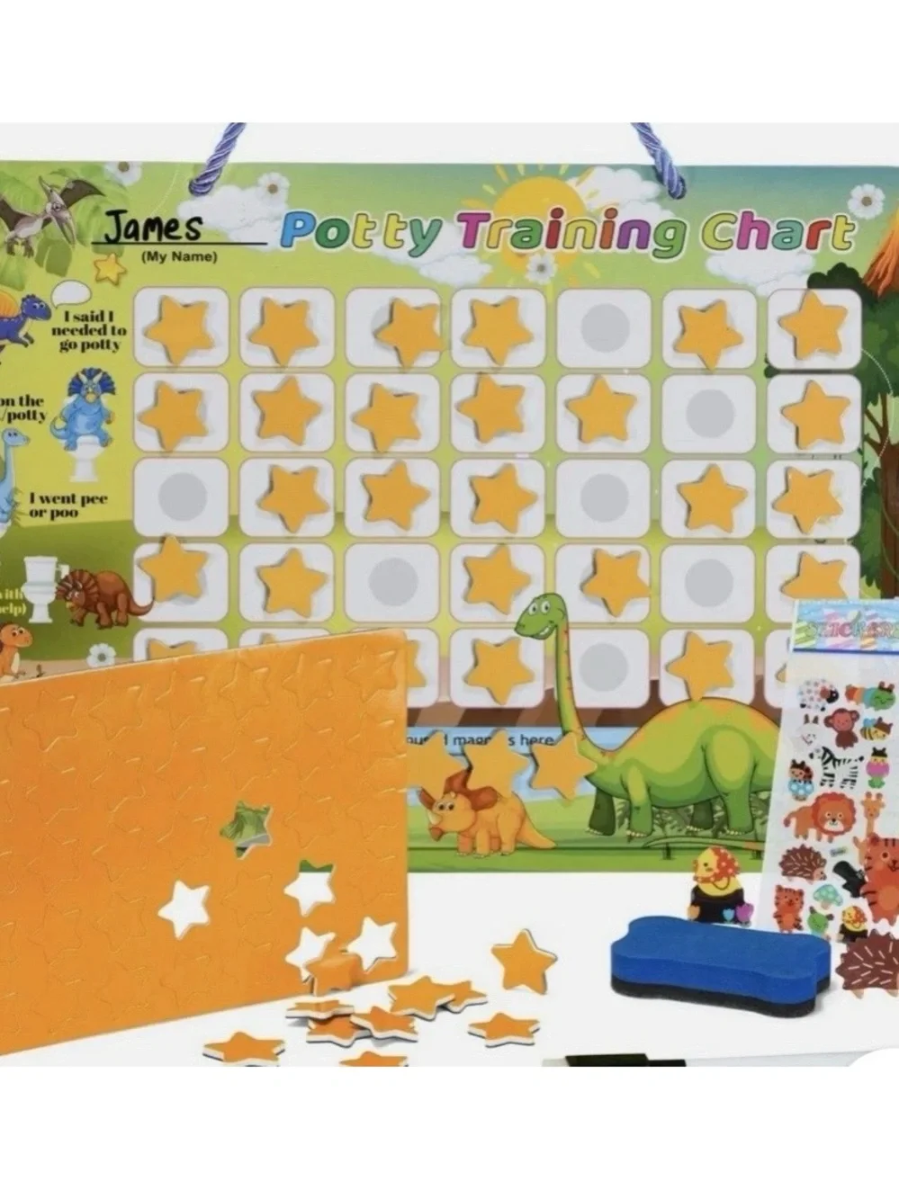 Pink Potty Training Seat Cover with Training Chart